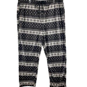 Sonoma Mens XL Microfleece Pajama Pants Soft & Cozy Black/White Snowflake Print
